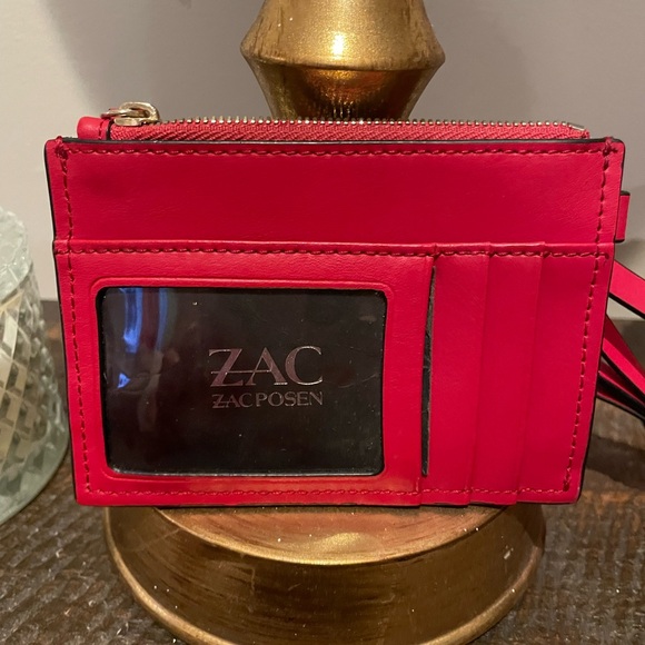 ZAC Zac Posen Chili Red Earthette wallet wristlet. Bow strap. 100% leather. - Picture 2 of 8